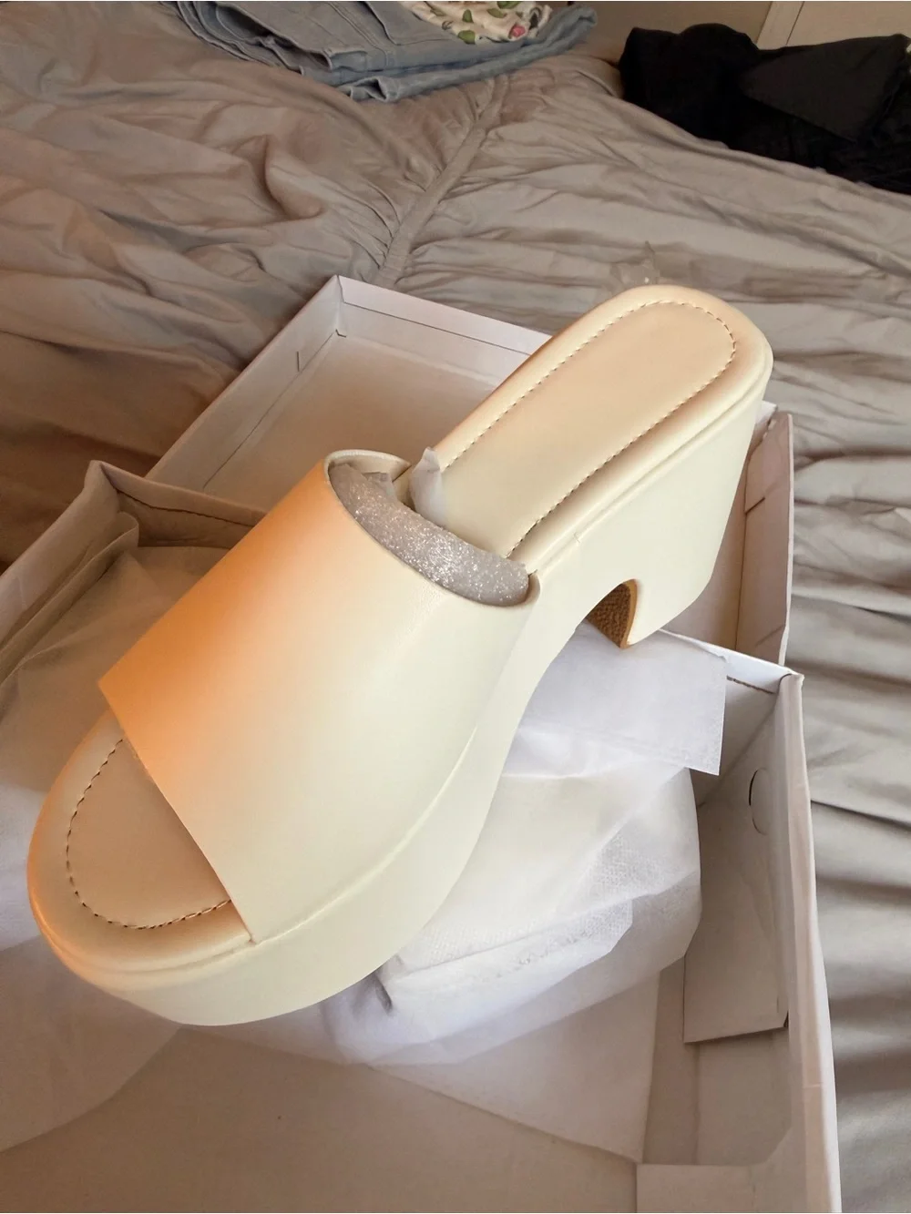 Platform Mule Sandal in Cream - Women's Slide Heels (BRAND NEW) (size 9)